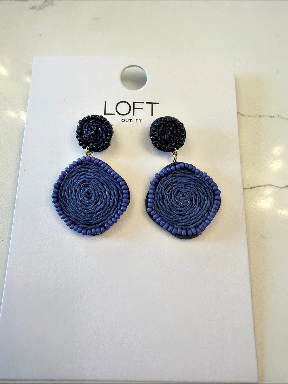 LOFT Outlet Woven Dangle Earrings in Blue NWT